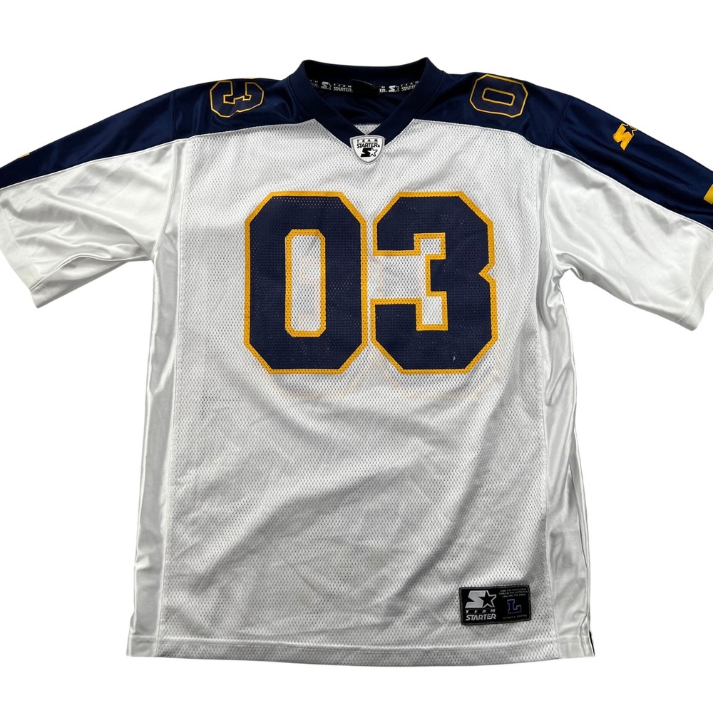 VTG 90s Starter Michigan Wolverines Football Jersey Men L White Blue 03 Gameday